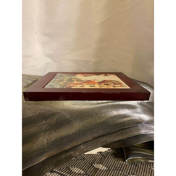 Cypress Home Ceramic Trivet Holiday Snow Scene by Audrey J Roberts 8" x 8" NIB - Picture 3 of 14